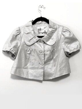 Kensie Silvery Linen Bolero Jacket with Diamond Buttons - S Castlecore Fairycore